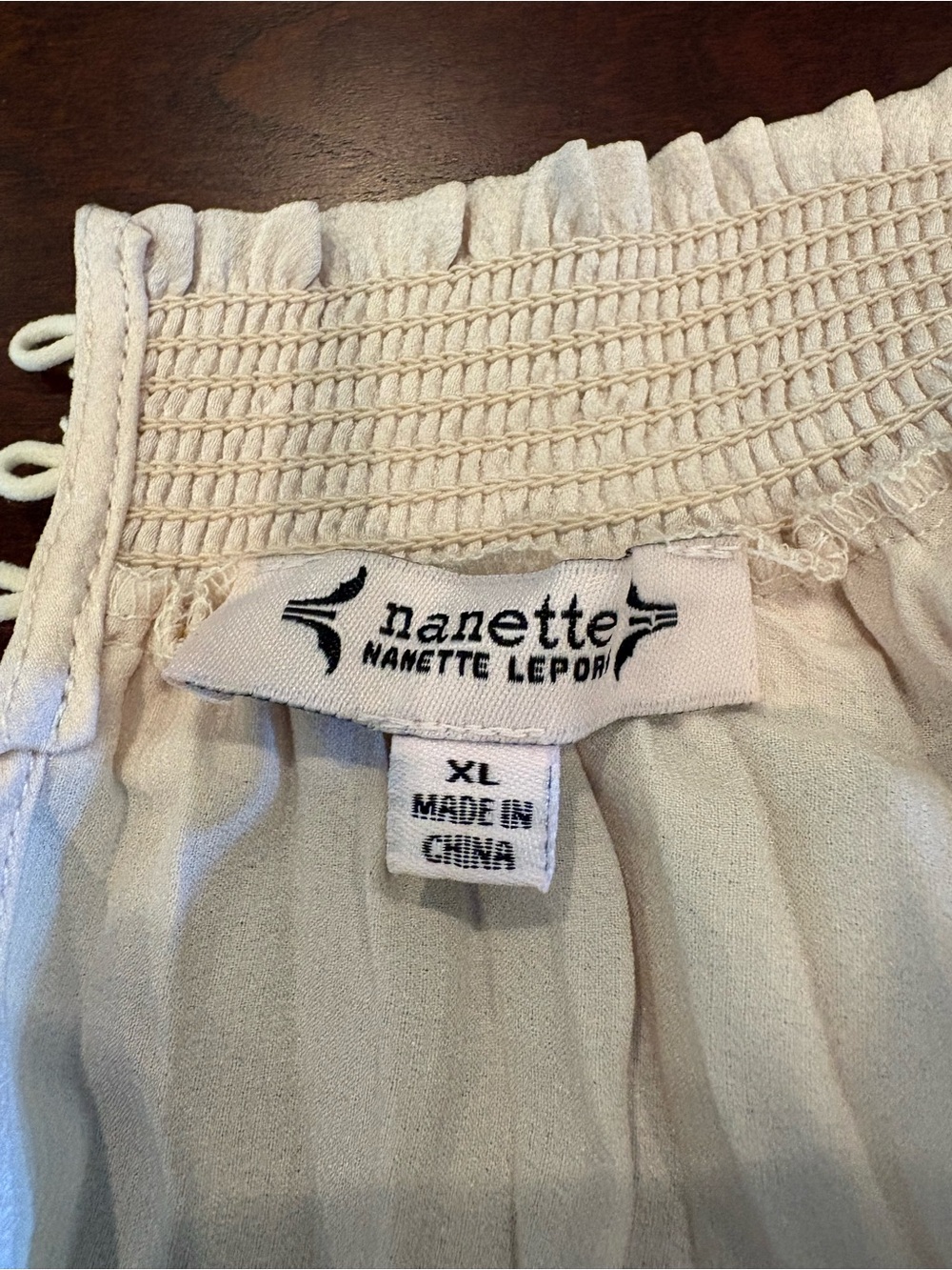 Nanette Lepore Cream Pleated Ruffled Mock Neck Tank - Picture 3 of 4